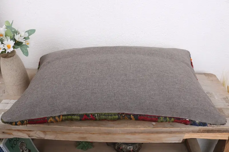 Sofa Cushion Case, Vintage Kilim Pillow, Boho Chic Cushion Cover, Vintage Pillow, Ethnical Kilim Rug Pillow, 12x20 Red Pillow Case, Cushion - 7