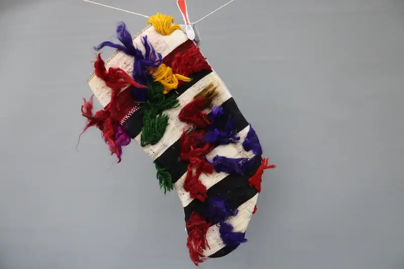 Kırmızı Noel Süs Çorabı, Bej 9 İnç Şenlik Çorabı