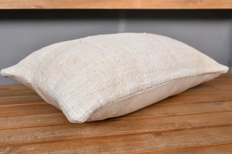 Cushion Cover, Vintage Kilim Throw Pillow, Antique Pillows, 12x20 Beige Cushion, Wool Kilim Pillow Cushion Case, Boho Pillow Sham Cover - 4