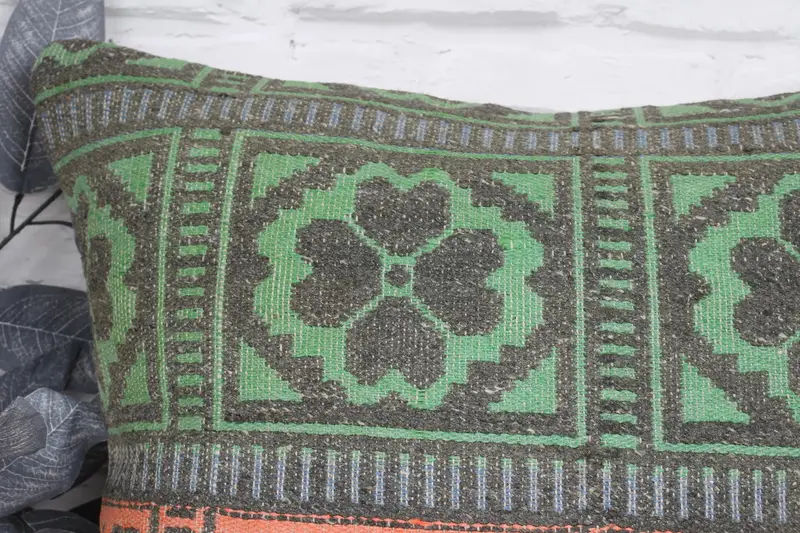 Antique Pillows, Cushion, Accent Throw Cushion, Interior Designer Pillow, Turkish Bench Pillow Case, 20x20 Orange Cushion Cover, Kilim Cushion Sham - 2