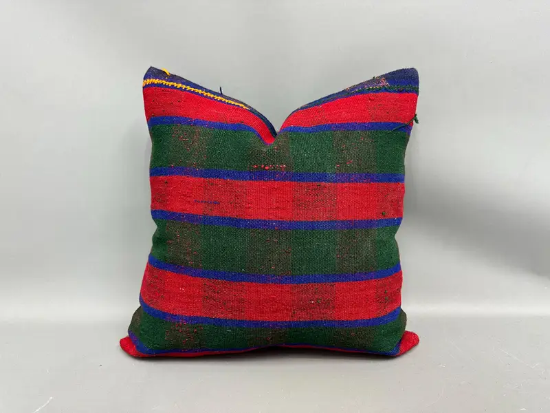 20x20 Red Cushion Cover, Ethnical Kilim Rug Pillow, Vintage Kilim Throw Pillow, Antique Pillows, Square Throw Pillow Sham, Cushion - 1