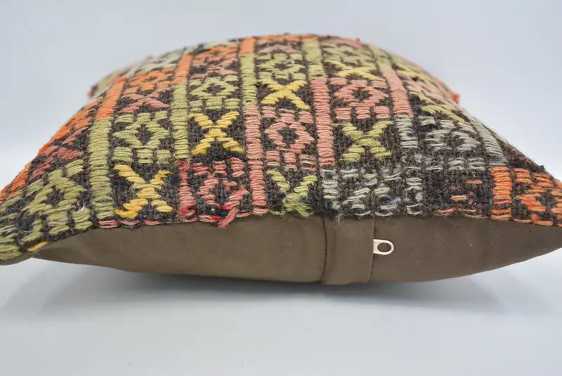 Accent Pillow Cover, 12x12 Orange Cushion Cover, Kilim Pillow, Cushion Case, Pillow for Sofa, Tapestry Pillow Cover, Throw Kilim Pillow - 5