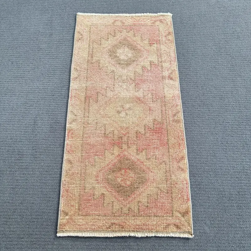 Red & Beige Striped Rug, 0.1x3.3 ft Geometric Design