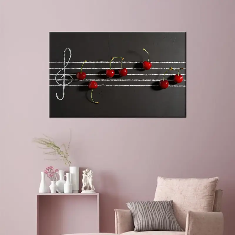 モダンなチェリープリントガラス: トレンディなダイニングルームのエレガンス