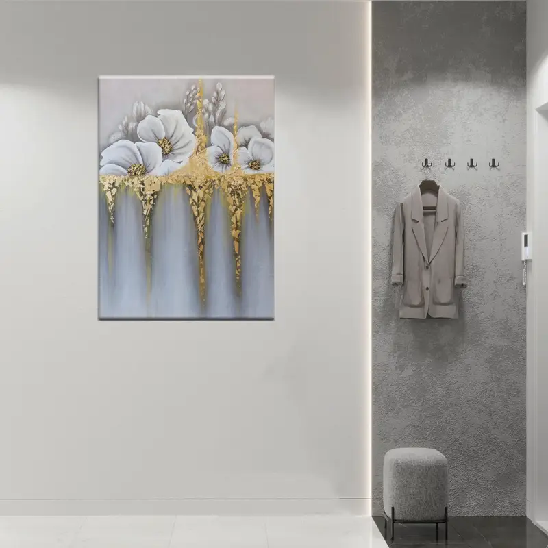 White Canvas Art, Modern Wall Decor, Luxury Artwork, Gold Canvas Art, Wall Hanging Art, Modern Canvas Art, Trendy Art Decor, Home Decor Art - 2