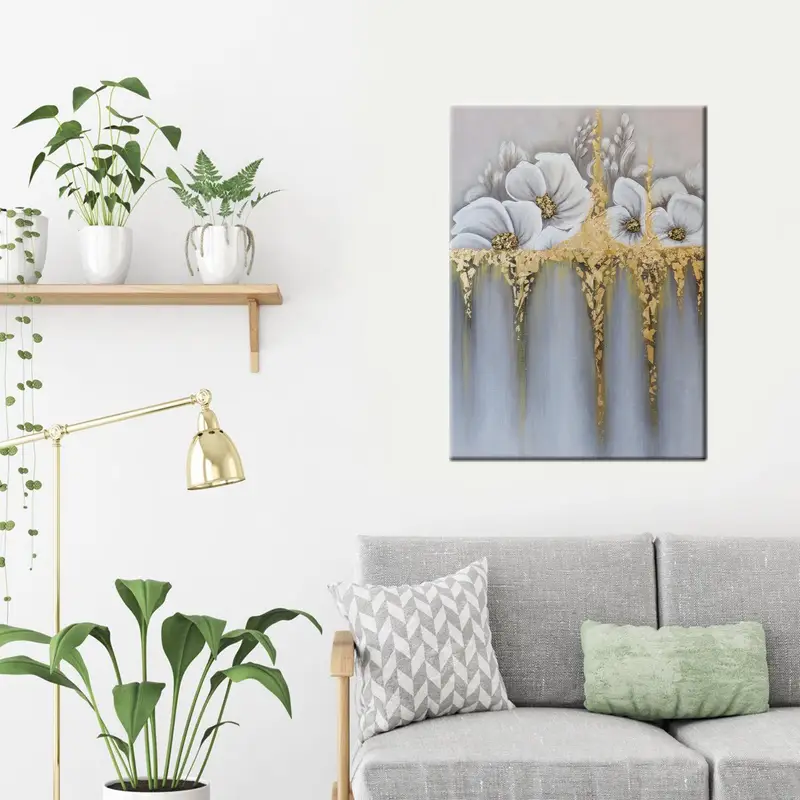 White Canvas Art, Modern Wall Decor, Luxury Artwork, Gold Canvas Art, Wall Hanging Art, Modern Canvas Art, Trendy Art Decor, Home Decor Art - 3