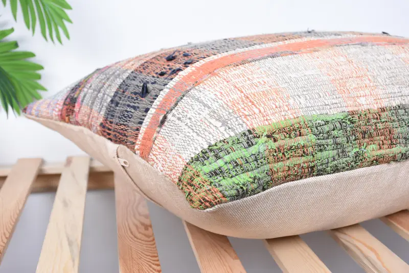 Nautical Throw Cushion Case, Boho Pillow, Toss Pillow, Pillow for Sofa, Pillow Sham, Turkish Kilim Pillow, 20x28 Blue Cushion Cover - 6