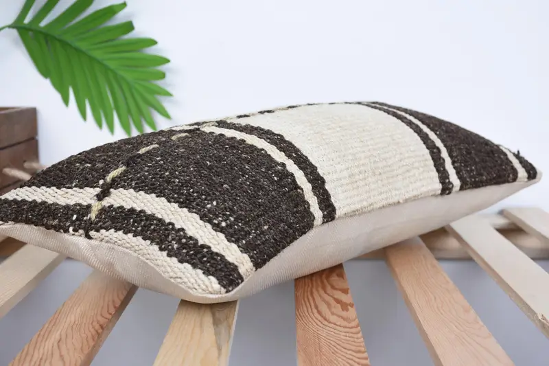 10x20 Brown Cushion Cover, Interior Designer Pillow, Cushion, Turkish Bench Pillow Case, Pillow for Couch, Kilim Pillow Cover - 6