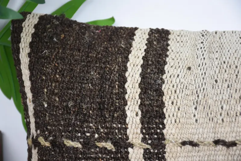 10x20 Brown Cushion Cover, Interior Designer Pillow, Cushion, Turkish Bench Pillow Case, Pillow for Couch, Kilim Pillow Cover - 2