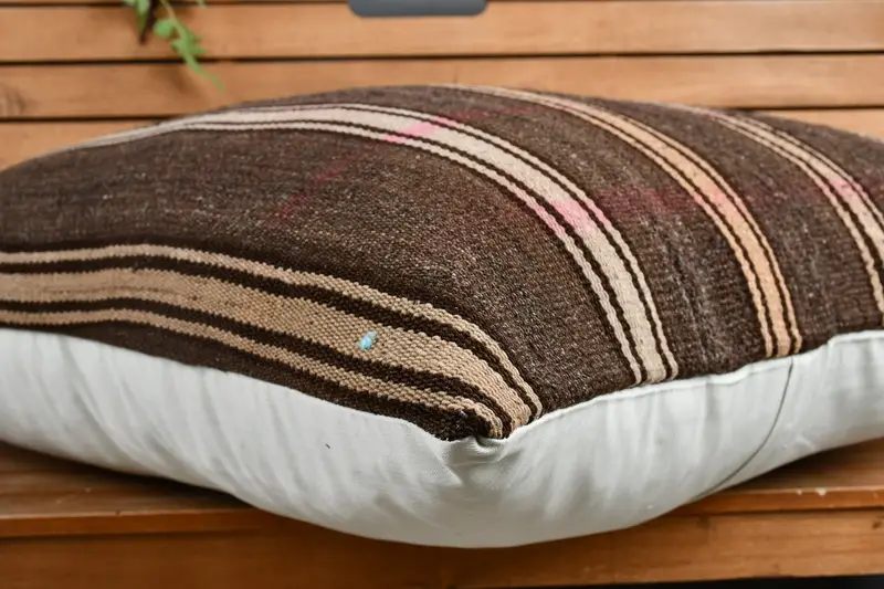 Pillow Cover, Turkish Kilim Pillow, Customized Pillow Case, Handmade Kilim Cushion, 32x32 Brown Pillow Sham, Chair Pillow, Pillow for Couch - 3