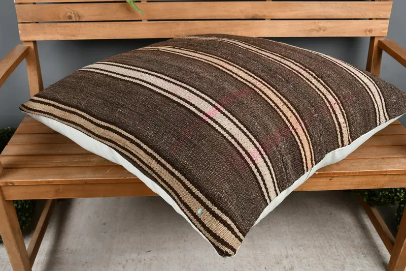 Pillow Cover, Turkish Kilim Pillow, Customized Pillow Case, Handmade Kilim Cushion, 32x32 Brown Pillow Sham, Chair Pillow, Pillow for Couch - 2