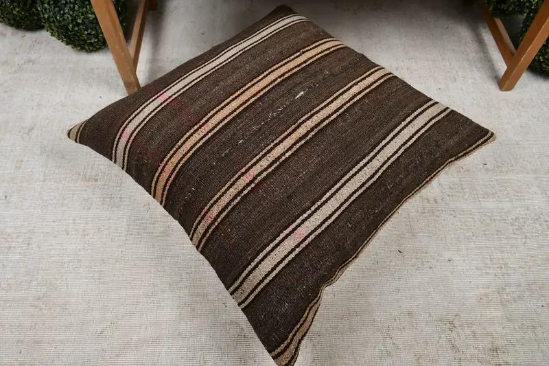 Pillow Cover, Turkish Kilim Pillow, Customized Pillow Case, Handmade Kilim Cushion, 32x32 Brown Pillow Sham, Chair Pillow, Pillow for Couch - 8