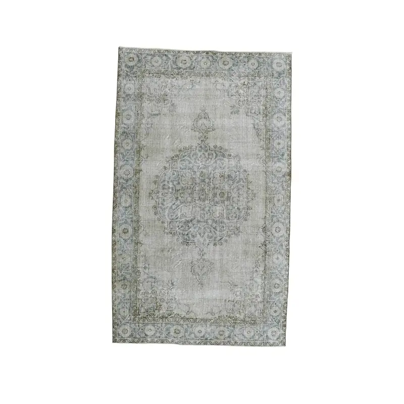 5,2x8,8 ft Teppich, großer türkischer Vintage-Teppich, grauer Oushak-Wollteppich - 1