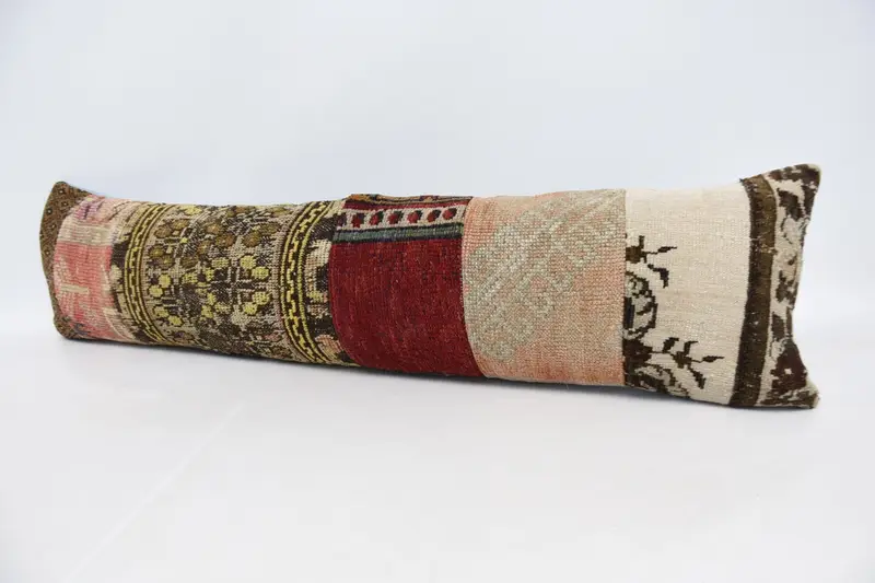 キリムクッションシャム、クッションケース、12x48レッドピローケース、スローキリム枕、ボーホ枕のシャムカバー、キリムラグクッションカバー - 4
