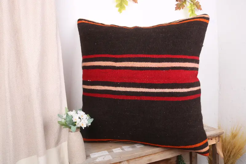 28x28 Brown Pillow Cover, Home Decor Pillow, Turkish Rugs Cushion, Turkish Kilim Pillow, Throw Kilim Pillow, Couch Cushion Cover, Pillow - 4
