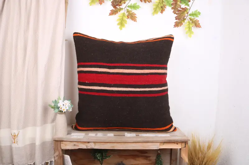 28x28 Brown Pillow Cover, Home Decor Pillow, Turkish Rugs Cushion, Turkish Kilim Pillow, Throw Kilim Pillow, Couch Cushion Cover, Pillow - 1
