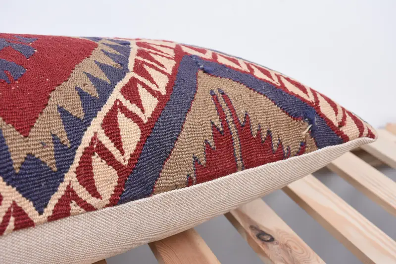 Boho Pillow, Pillow for Couch, Knitted Pillow Case, Vintage Kilim Pillow, Cushion, Accent Cushion Cover, 12x36 Red Cushion - 7