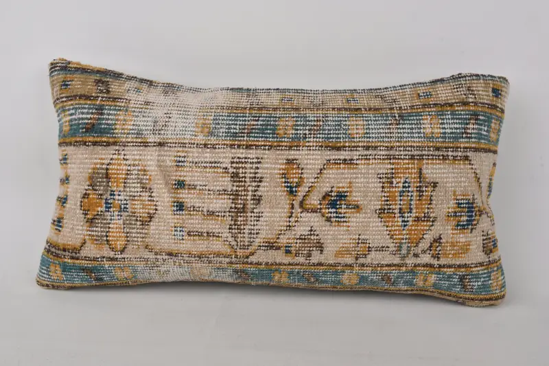 Boho yastık sahte kapak, yastık sahte, Kilim yastık kapağı, dekoratif atma yastık kılıfı, 12x24 bej yastık kapağı, kanepe için yastık - 1
