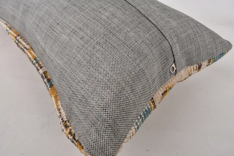 Boho yastık sahte kapak, yastık sahte, Kilim yastık kapağı, dekoratif atma yastık kılıfı, 12x24 bej yastık kapağı, kanepe için yastık - 8