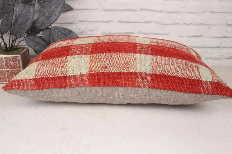 Boho Pillow Sham Cover, Natural Cushion, Kilim Rug Pillow Cover, Pillow, Kilim Pillow Cover, 16x24 Beige Pillow Cover, Turkish Pillow - 5