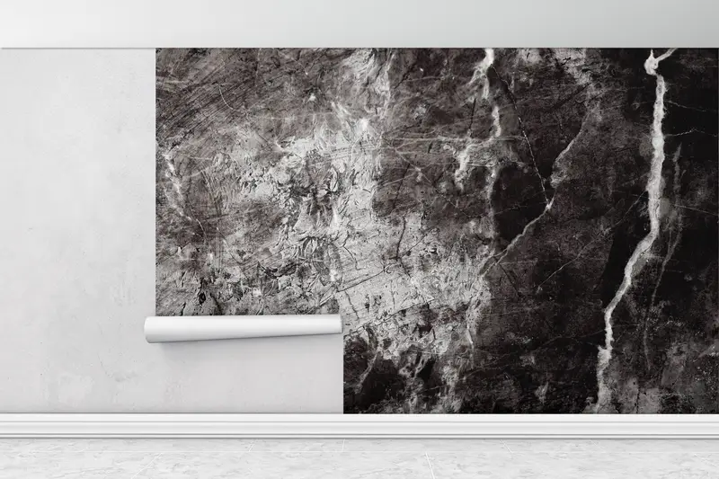 Alcohol Ink Wall Poster, Custom Wall Paper, Paper Wall Art, Modern Wall Paper, Black And Marble Wall Decor, , Black Wallpaper, - 1