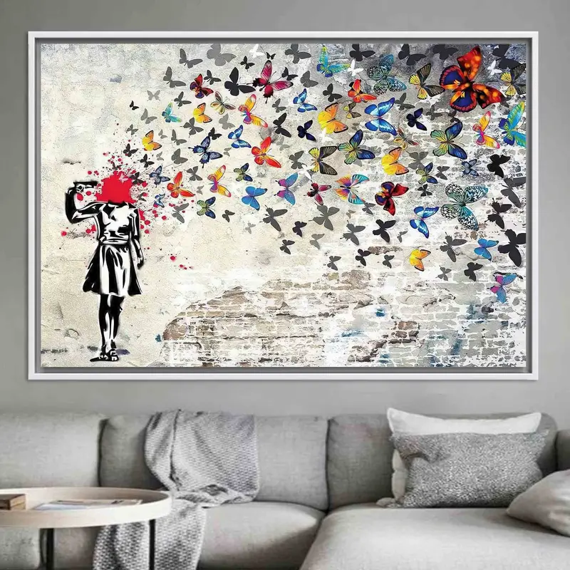 Enchanting Banksy Butterfly Girl Canvas: Artful Elegance Unleashed