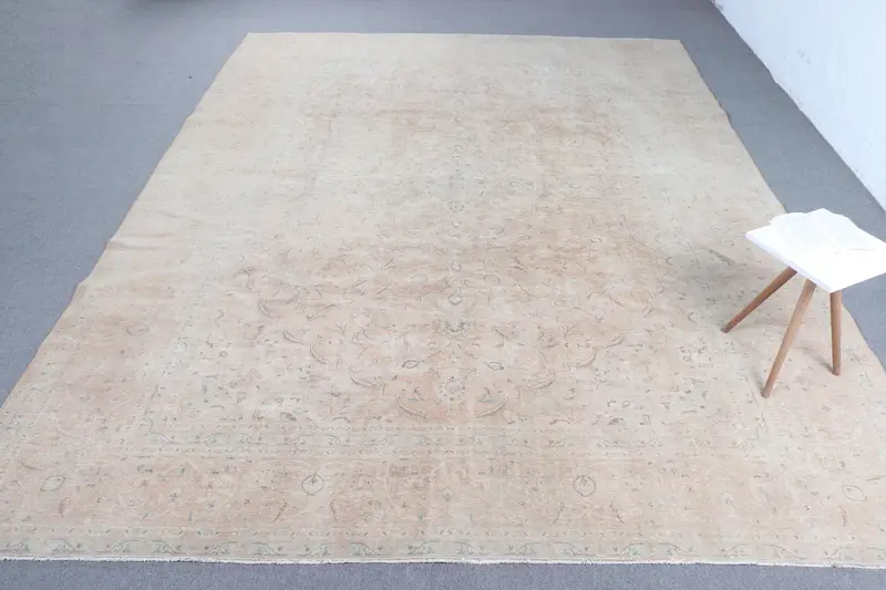 Handgefertigter orange-grüner Südwestteppich, 0,8x12,4 ft