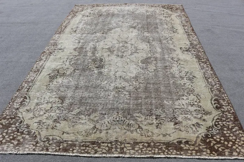 Zarif Kahverengi Oryantal Halı, 10,1x10,14 ft Şık Dekor