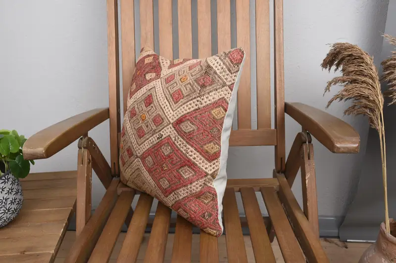 Cushion Case, Antique Pillows, Kilim Pillow Cover, Vintage Pillow, Ottoman Pillow Sham, Authentic Cushion, 16x16 Red Pillow Sham, Bed Cushion Cover - 3