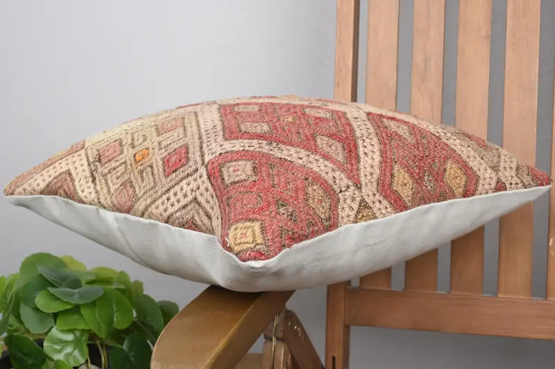 Cushion Case, Antique Pillows, Kilim Pillow Cover, Vintage Pillow, Ottoman Pillow Sham, Authentic Cushion, 16x16 Red Pillow Sham, Bed Cushion Cover - 6