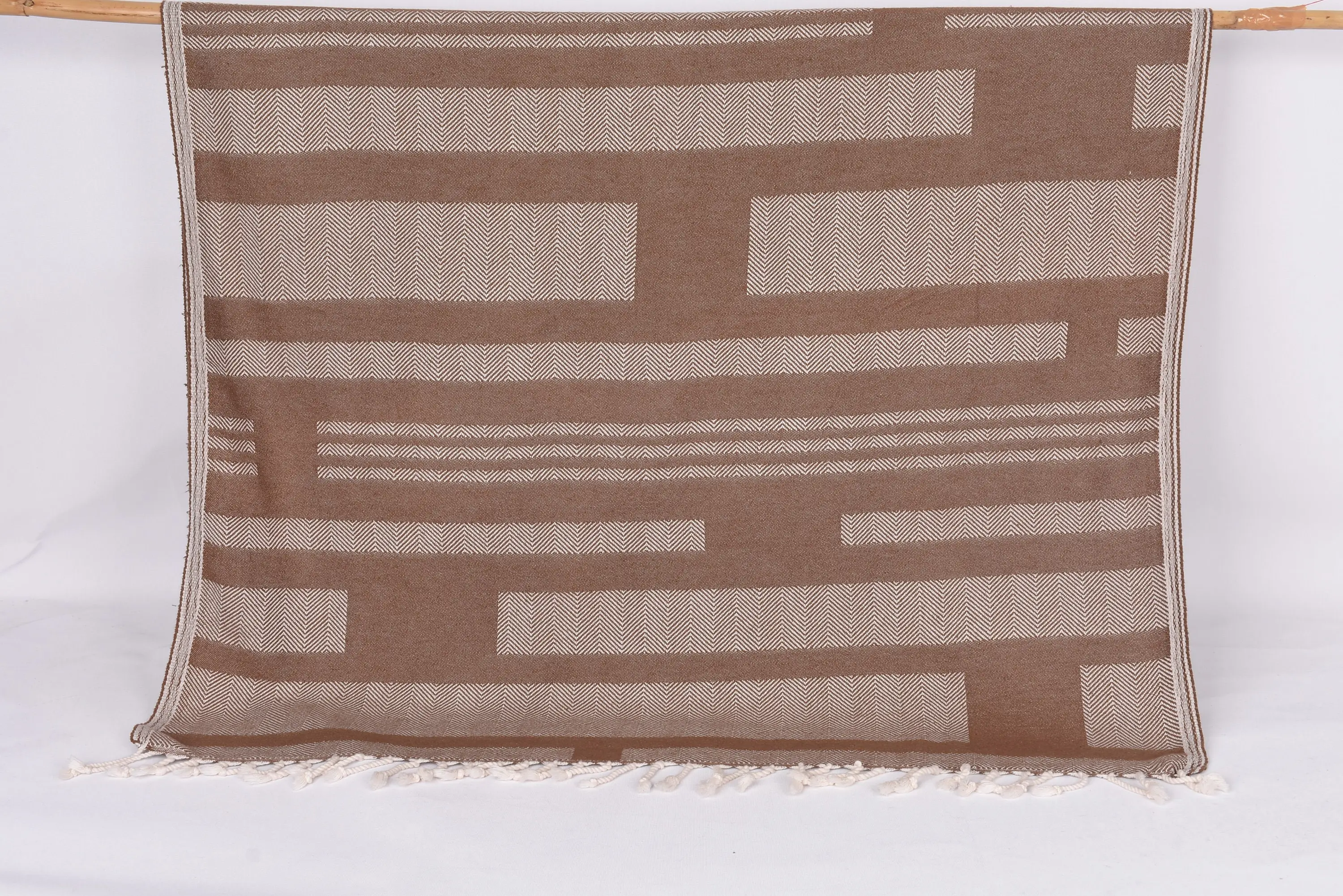 Brown Chevron Turkish Towel, Organic Cotton Bachelorette Gift, 67x38 Inches - 1