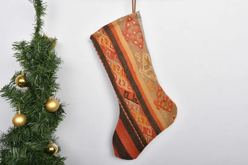 Media familiar personalizada, media rústica de adornos navideños Kilim