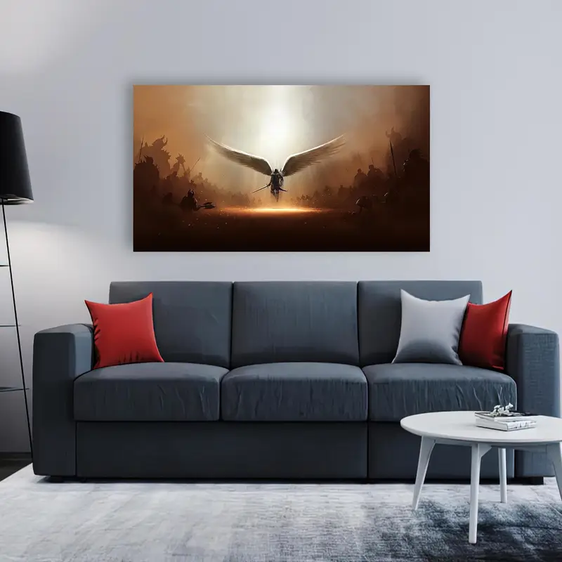 Trendy Warrior Angel Printed Glass: Modern, Elegant, Unique Design