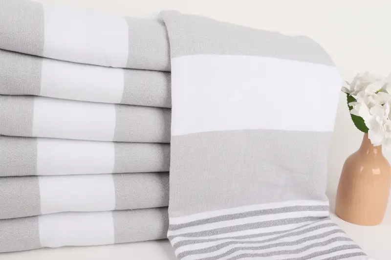 Valentines Day Gift For Him, Bridesmaid Gift, Bachelorette Party Gifts, Organic Turkish towel, Beach Towel Bulk, 68x36 Cotton Striped Terry Towel - 3