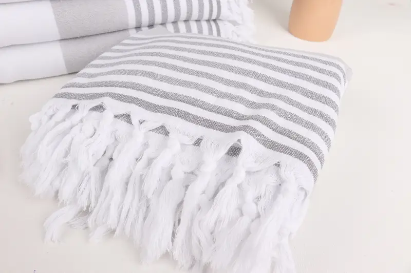 Valentines Day Gift For Him, Bridesmaid Gift, Bachelorette Party Gifts, Organic Turkish towel, Beach Towel Bulk, 68x36 Cotton Striped Terry Towel - 5