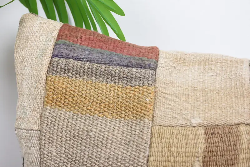 Ethnic Throw Cushion Cover, Ethnical Kilim Rug Pillow, Pillow for Sofa, Antique Pillows, 12x20 Bronze Pillow, Cushion, Seat Cushion Cover - 2