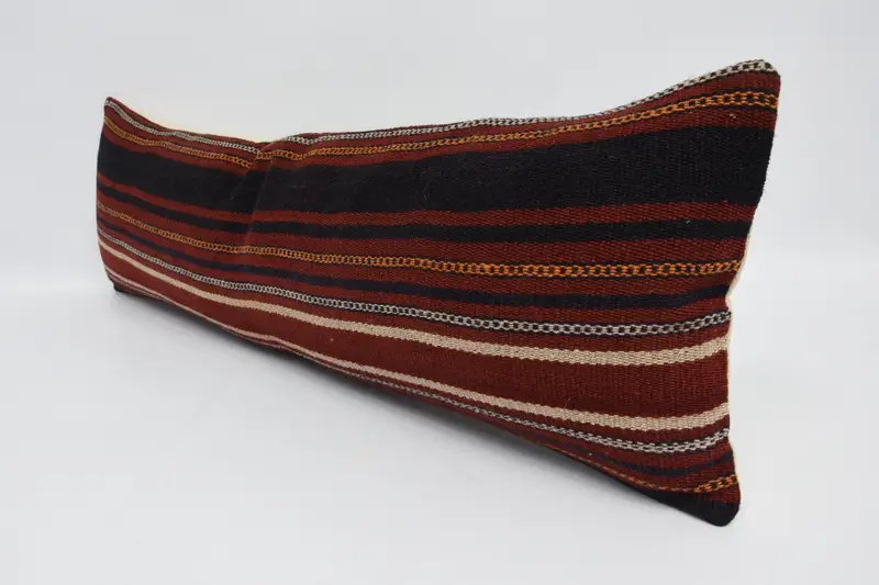 Ethnic Pillow Cover Cushion Case, 12x36 Red Pillow Cover, Antique Pillows, Boho Pillow, Pillow Case, Rustic Cushion Cover, Handmade Kilim Cushion - 4