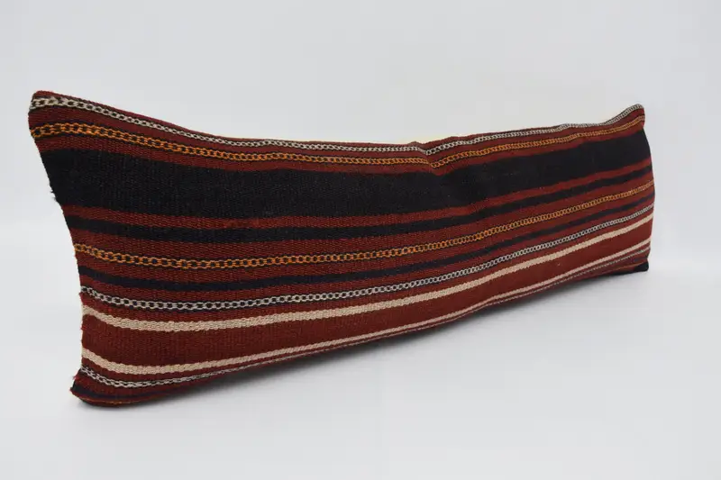 Ethnic Pillow Cover Cushion Case, 12x36 Red Pillow Cover, Antique Pillows, Boho Pillow, Pillow Case, Rustic Cushion Cover, Handmade Kilim Cushion - 3
