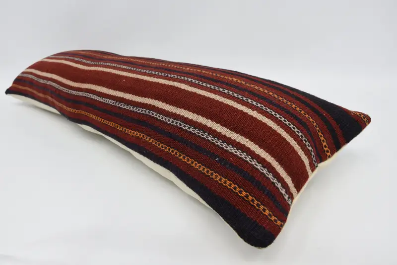 Ethnic Pillow Cover Cushion Case, 12x36 Red Pillow Cover, Antique Pillows, Boho Pillow, Pillow Case, Rustic Cushion Cover, Handmade Kilim Cushion - 5