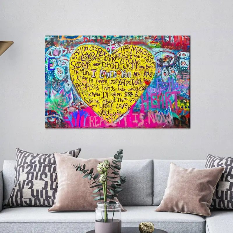 Elegante Banksy-Graffiti-Leinwand: „I Love You“-Druckkunst