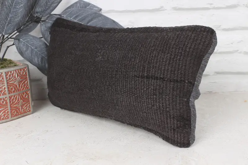 Turkish Pillow, 8x16 Gray Pillow, Boho Pillow Sham Cover, Vintage Kilim Throw Pillow, Square Throw Pillow Cover, Pillow Sham - 3