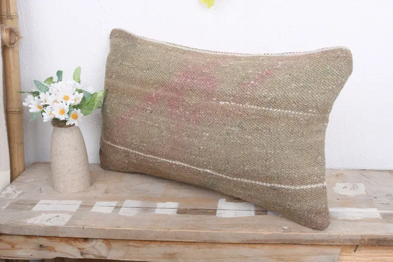 Pillow, Farmhouse Pillow Sham, Retro Cushion, Throw Kilim Pillow, Pillow for Couch, 12x20 Brown Cushion Case, Garden Pillow Sham, Boho Pillow - 4