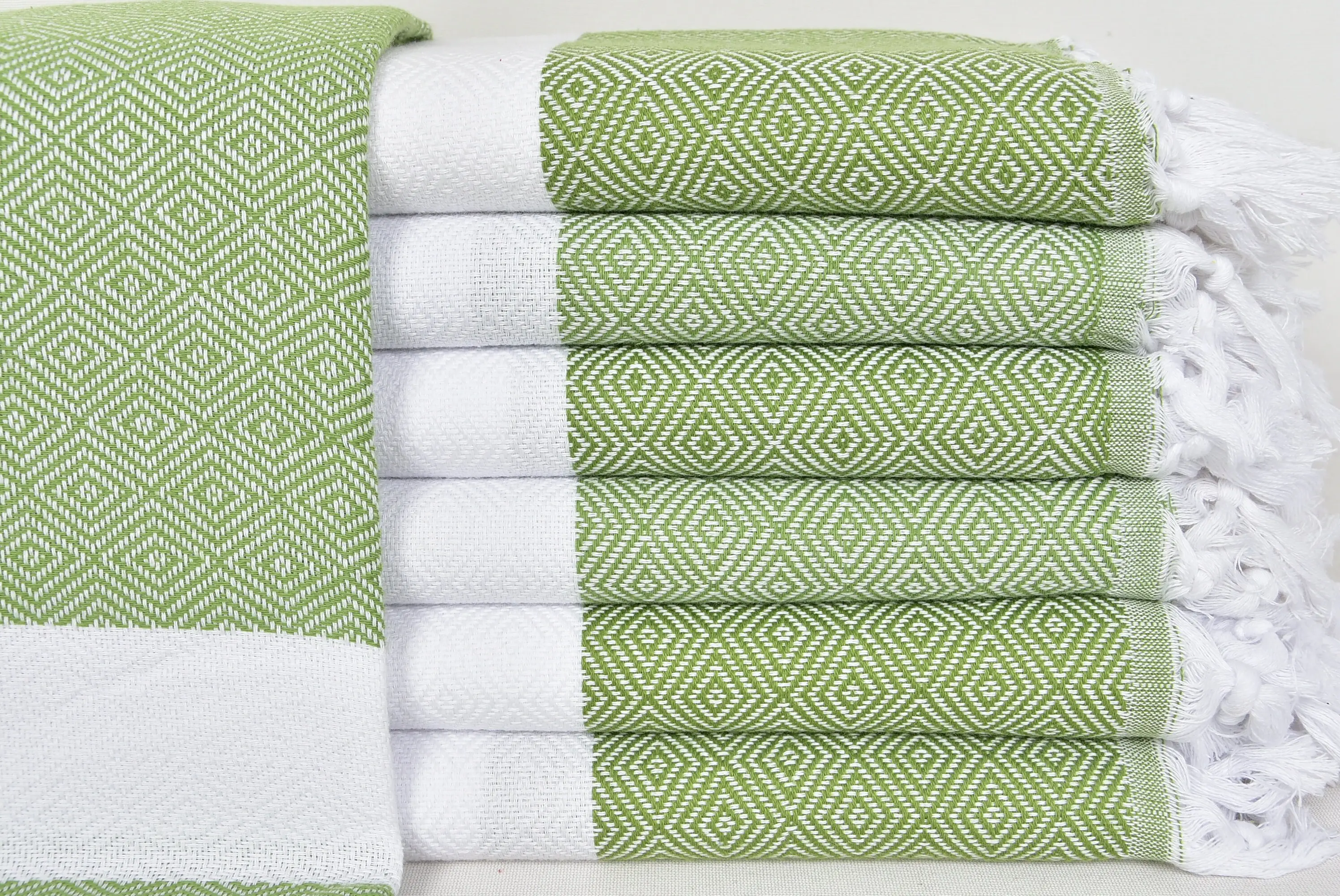 Personalized Green Diamond Turkish Cotton Beach Towel, 40x70 Inches - 1