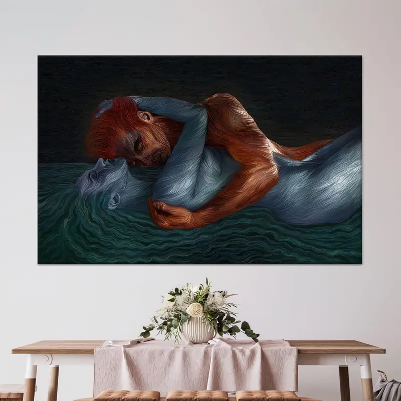 Kanvas Tablo, Erotik Ateş ve Su Çifti: Şehvetli Yatak Odası