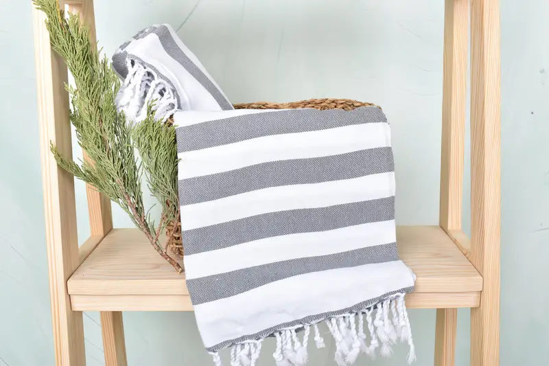 68x36 Cotton Striped Towel, Bridesmaid Gift Towel, Custom Wedding Gifts, Soft towel, Bathroom Towel, Organic cotton peshtemal for spa and beach - 4