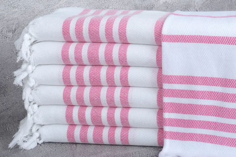 Bathroom Face Towel Custom Embroidered Hand Towel Pink Chevron 24x36 Inches