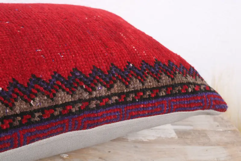 Pillow Case, 12x20 Red Pillow Sham, Bright Pillow Cover, Turkish Pillow, Vintage Pillow, Anatolian Cushion Cover, Kilim Cushion Sham - 6