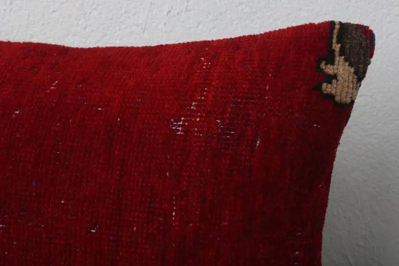 Pillow Case, 12x20 Red Pillow Sham, Bright Pillow Cover, Turkish Pillow, Vintage Pillow, Anatolian Cushion Cover, Kilim Cushion Sham - 5