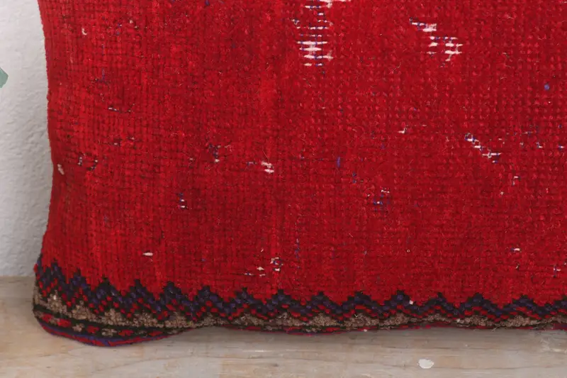 Pillow Case, 12x20 Red Pillow Sham, Bright Pillow Cover, Turkish Pillow, Vintage Pillow, Anatolian Cushion Cover, Kilim Cushion Sham - 3