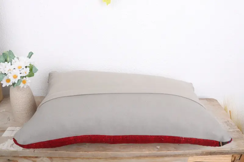 Pillow Case, 12x20 Red Pillow Sham, Bright Pillow Cover, Turkish Pillow, Vintage Pillow, Anatolian Cushion Cover, Kilim Cushion Sham - 7